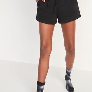 Mid-Rise Black Linen Blend Shorts